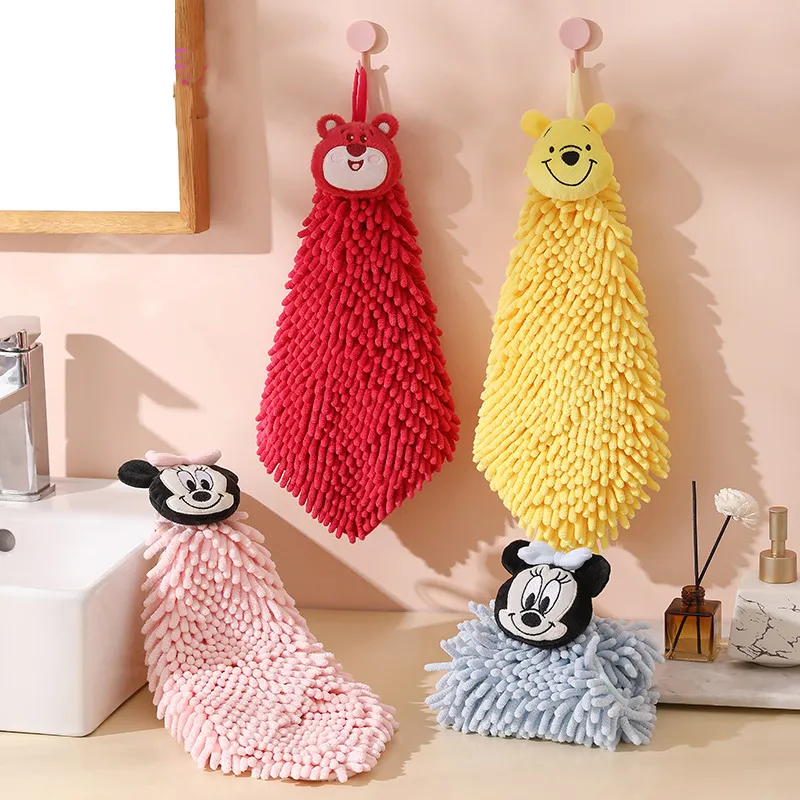 Cartoon Kids Hanging Hand Towel – Extra Thick Absorbent Quick-Dry Kitchen & Bathroom Washcloth, Soft Fluffy Dishcloth with Loop, Multi-Purpose Drying Cloth for Home Use